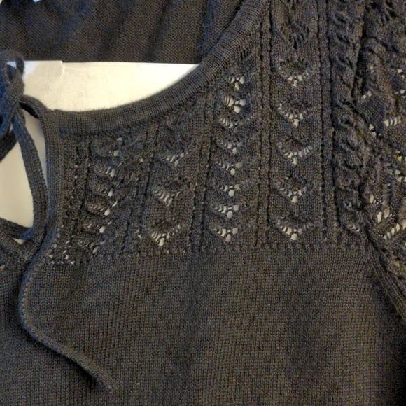 Excellent Ann Taylor Loft petites short sleeve cotton sweater front tie crochet - Picture 2 of 10